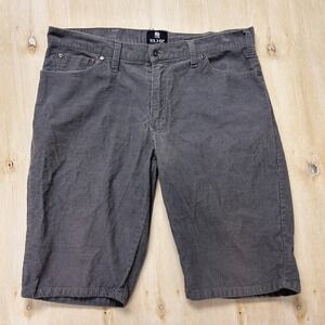 Y2K ELXR Corduroy Shorts Mens 34 Gray 5 Pocket Bermuda Flat Front Casual Summer